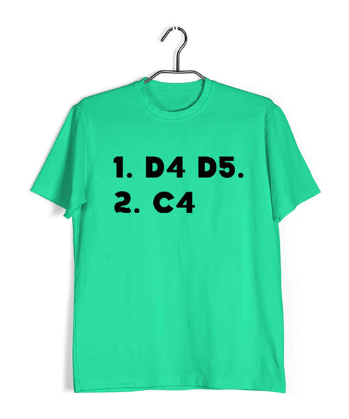 Chess 1 D4 D5. 2. C4 Sports Casual Graphic Printed T-Shirt for Men